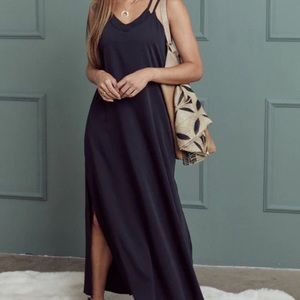 Shebird The Savannah Strappy Maxi Dress with Built-In Bra in Navy